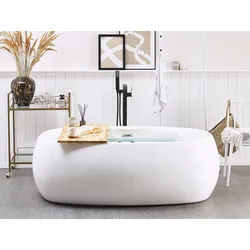 Whirlpool Badewanne freistehend weiß oval mit LED 180 x 100 cm MUSTIQUE