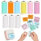 HUIJUTCHEN 9 Rollen Thermodruckerpapier Mini-Thermodrucker Aufkleberpapier für Mini-Taschen-Thermodrucker, inklusive 6 Rollen Thermopapier, 3 Rollen selbstklebendes Thermopapier 57x25mm