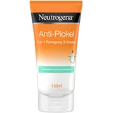 Neutrogena Anti Pickel Gesichtsmaske 2-in-1 Reinigung & Maske, Mit klärender Salicylsäure gegen und Unreinheiten, 150 ml