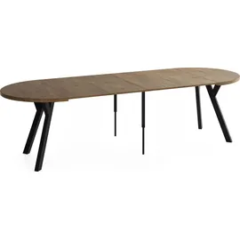 WFL GROUP Runder Ausziehtisch 300 x 77 x 100 cm dunkelbraun