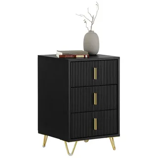 SoBuy Nachttisch mit 3 Schubladen Sofatisch Beistelltisch Schwarz FBT115-L-SCH