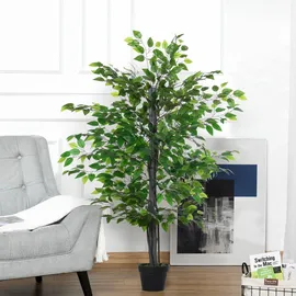 Outsunny Künstliche Banyan Baum-Ø 20 x 145H cm-Grün | Zubehör, Kunstpflanzen
