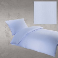 BettwarenShop Kissenbezug einzeln 80x80 cm  Damast Objekt Bettwäsche Laura 2mm blau