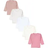 TupTam Unisex Baby Wickelshirt Langarm 5er Pack, Farbe: Weiß Ecri Hellgrau Altrosa Rosa, Größe: 74 - 74