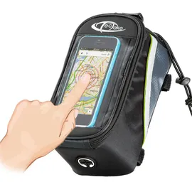 Tectake Satteltasche mit Rahmen-Befestigung grau/grün/schwarz
