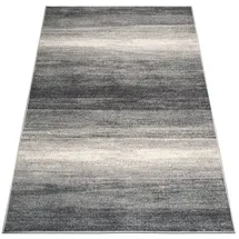 oKu-Tex Teppich Wohnzimmer grau, Wohnzimmerteppich grau meliert, weicher Kurzflorteppich, strapazierfähig, Melange Effekt, anthrazit, Oeko-TEX, 80 x 150 cm