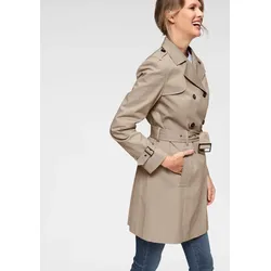 Trenchcoat ANISTON CASUAL, Damen, Gr. 42, beige, Web, Satin, Obermaterial: 100% Baumwolle. Futter: 100% Polyester, unifarben, casual, figurumspielend ca. Mitte Oberschenkel, Langarm verstellbar, Mäntel, mit Gürtel zum Regulieren, Topseller