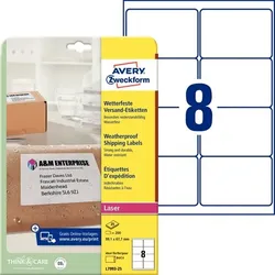 Avery Zweckform Wetterfeste Versandetiketten, 99,1 x 67,7 mm, aus Polyester, weiß