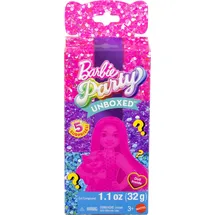 Barbie Party Unboxed Glam Party Serie mit 6 Überraschungen, einschließlich Haustier und Farbwechsel (Stile können abweichen), JFY04