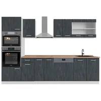 Vicco Küchenzeile R-Line 300 cm Schwarz Beton/Weiß