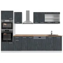 Vicco Küchenzeile R-Line 300 cm Schwarz Beton/Weiß