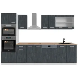 Vicco Küchenzeile R-Line 300 cm Schwarz Beton/Weiß