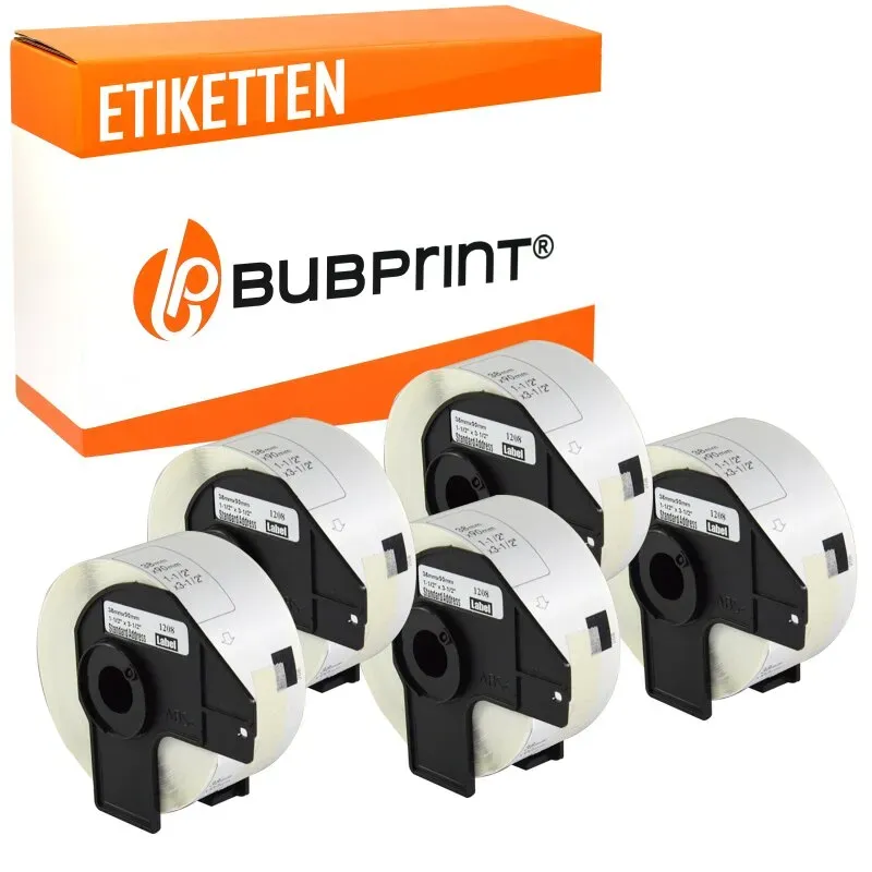 Bubprint 5x Rollen Etiketten kompatibel für Brother DK-11208 #1208 38x90mm