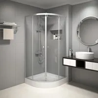Marwell Duschkabine MARWELL Chrystal Round 90 x 90 x 200 cm dusche komplett inklusive Duschtasse Runddusche in Silber seiden matt