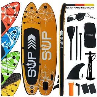 24move 24MOVE® Standup Paddle Board SUP, inkl. umfangreichem Zubehör, Paddel und Hochdruckpumpe, ORANGE, 366x80x15cm