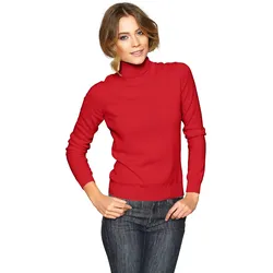 Rollkragenpullover HEINE "Rollkragenpullover", Damen, Gr. 42/44, rot, 100% Kaschmir, unifarben, Langarm, Pullover