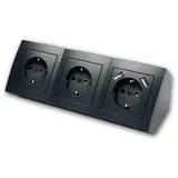 McPower Flair Aufbau, matt schwarz, 3-fach Schutzkontakt | USB