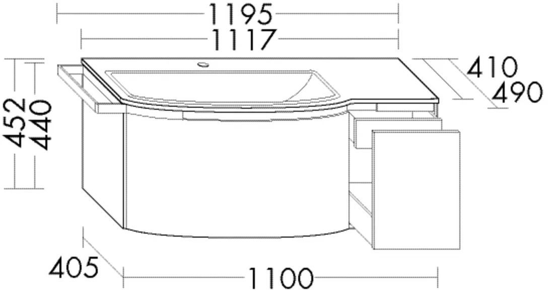 Burgbad Keramik Waschtisch-Set YSO PG2 HGL Salbeigrau Hochglanz/Taupe, SFAE111LF5962C0040 SFAE111LF5962C0040