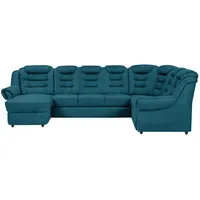 Livetastic Wohnlandschaft, Blau, Textil, 7-Sitzer, Ottomane rechts, U-Form, 333x216 cm, Made in EU, seitenverkehrt erhältlich, Hocker Rücken echt, Armteil links, rechts, Wohnzimmer, Sofas & Couches, Wohnlandschaften, Wohnlandschaften in U-Form
