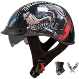 Smilfree Halbschalenhelm Mit ECE-Zulassung Vintage Motorradhelm Cruiser Chopper Scooter Helm Herren Retro Motorrad Halbhelm Damen Mofa Helm