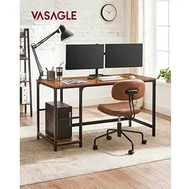 VASAGLE Schreibtisch braun rechteckig, 4-Fuß-Gestell schwarz 140,0 x 60,0 cm