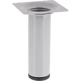 Wagner Möbelbein/Tischbein/Möbelfuß Classic Retro - Ø 30 x 100 mm, Anschraubplatte 60 x 60 mm, Innengewinde Ø 10 mm, Stahl pulverbeschichtet Aluminium-Silber - 12121001