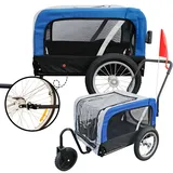 Red Loon Hundeanhänger blau - Hundebuggy Jogger Transporter Fahrradanhänger für Hunde, faltbar, universell einsetzbar, inkl. Umbaukit und Schutzverdeck, bis 20 kg, 600D Polyester