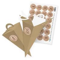 itenga Adventskalender Geschenktüte Braun 14cm verschließbar Zahlensticker Holz