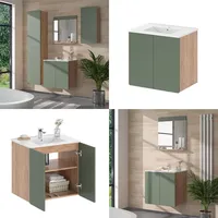 Vicco Badmöbel-Set Izan, Goldkraft Eiche/Grün