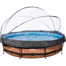 EXIT TOYS Wood Pool Set 360 x 76 cm inkl. Filterpumpe und Abdeckung