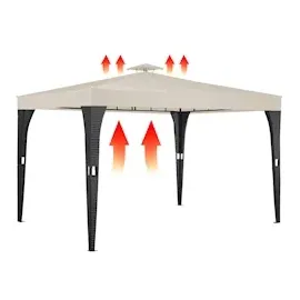 DEUBA Polyrattan Pavillon 3 x 4 m schwarz/creme