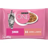 PURINA ONE Junior mit Lachs für Kätzchen | 4 x 85 g | 4 Stück