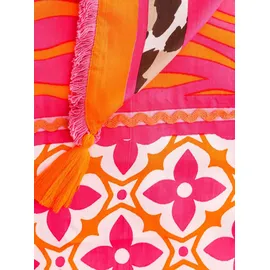 Zwillingsherz Modetuch, mit Allover-Print, Tasseln und kleiner Fransenkante rosa