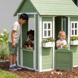 [en.casa] Spielhaus Kuoldsvin 144 x 102 x 90 cm Grün/Weiß