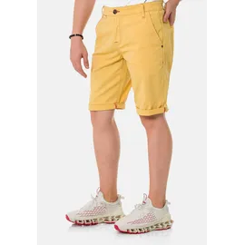 Cipo & Baxx "Shorts", Herren, Gr. 30, Normalgrößen, gelb (mustard), 97% Baumwolle, 3% Elasthan, unifarben, regular fit knielang, Hosen Stoffhose, im unifarbenen Look