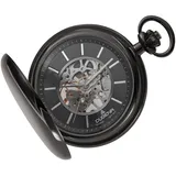 Dugena Herren-Taschenuhr 4460978-1, Savonette, Handaufzug, skelettiert, Schwarz, Edelstahlgehäuse, mit Mineralglas und Indexe, 51 mm