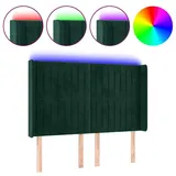 vidaXL LED Kopfteil Dunkelgrün 147x16x118/128 cm Samt