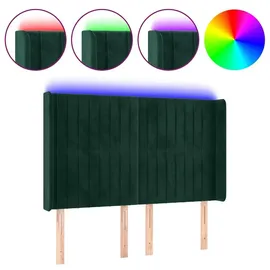 vidaXL LED Kopfteil Dunkelgrün 147x16x118/128 cm Samt