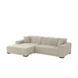 Möbel Kraft Eckcouch Flachgewebe 3-Sitzer Beige