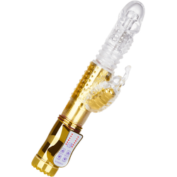 Stoßender Perlenvibrator, 26 cm, gold | transparent