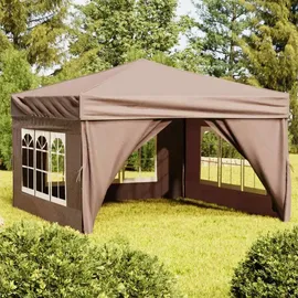 vidaXL Partyzelt Faltbar mit Seitenwänden Taupe 3 x 3 m