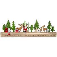 Adventskalender Landschaft mit Kugel-Schieber Natur Grün Rot & Weiß aus Holz