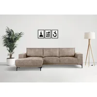 OTTO home Ecksofa OTTO HOME "Polsterecke Oland, Struktur, Flachgewebe, Luxus-Microfaser, Boucle", beige (taupe), B:280cm H:85cm T:152cm, 100% Polyester, Sofas, Ecksofa, L-Form, 280 cm, Wellenunterfederung, Skandi-Design, Metallfüße