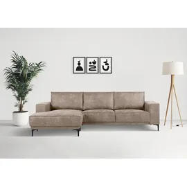 OTTO home Ecksofa OTTO HOME "Polsterecke Oland, Struktur, Flachgewebe, Luxus-Microfaser, Boucle", beige (taupe), B:280cm H:85cm T:152cm, 100% Polyester, Sofas, Ecksofa, L-Form, 280 cm, Wellenunterfederung, Skandi-Design, Metallfüße