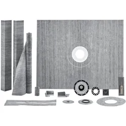 VEVOR Duschkanten-Set, 1219 x 1524 mm Duschwannen-Set mit PVC-Mittelflansch, wasserdichter Membran, Edelstahlrost und Fugendichtung, Duschwannen-Gefällestäbe passend für Badezimmer