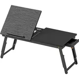 HOMCOM Klappbarer, höhenverstellbarer Betttisch mit neigbarer Platte, Schubfach, Bambus-Betttisch, 83,5l x 33P x 23,5-34H cm, schwarz   Aosom