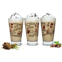 Sendez Latte-Macchiato-Glas 6 Latte Macchiato Gläser 310ml Kaffeegläser Teegläser, Aufdruck-Bunt