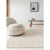 benuta Wollteppich Lana, rechteckig, Höhe: 5 mm, Teppich Wohnzimmer, Schlafzimmer, Esszimmer, Flur, Kunstfaser, Cozy weiß 80 cm x 150 cm x 5 mm