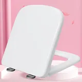 KSQP Absenkbarer Toilettendeckel Weiß Absenkautomatik Eckig Weiß Wc Deckel Klobrille mit Absenkautomatik Einfache Montage Toilettensitz aus Duroplast,white-36 * 44cm