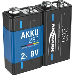 Akku E-Block 9V 280 mAh Ni-MH, 2 Stück, wiederaufladbar EINHEITSGRÖSSE